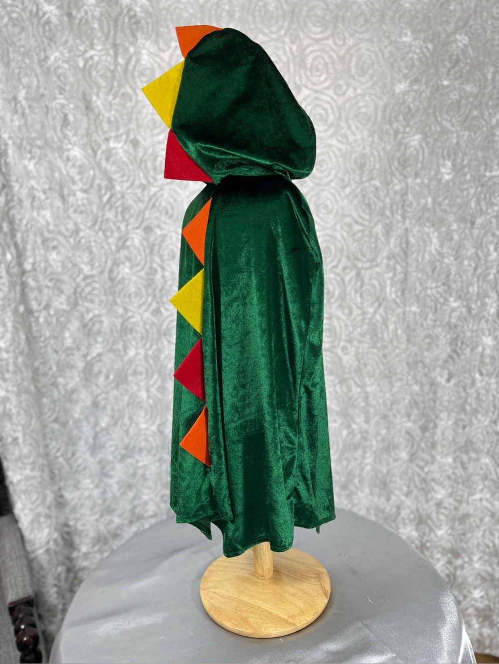 Kids Green Dino Costume Cape with Colorful Spikes by Little Adventures